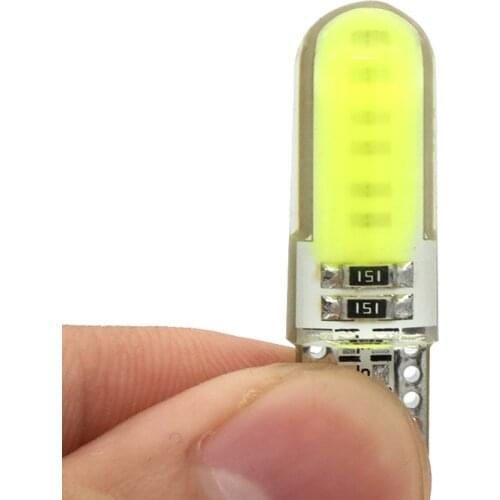 10Pcs Newest W5W Led T10 Car Automobiles License Plate Lamp Dome Read DRL Interior Light Silica Gel COB 12V Super Bright