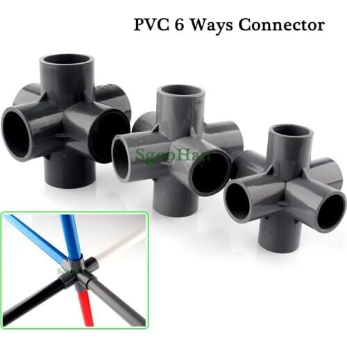 2~50pcs 3D Three-Dimensional 6 Way PVC Pipe Connectors 20~50mm Hydroponic Planting Frame Fittings Irrigation DIY Shelf Joint