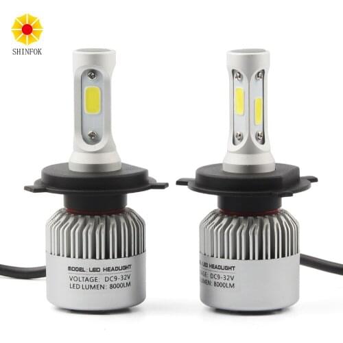 H4 9003 HB2 Hi Lo Car LED Headlight 2PCS High Power Bulb Super Bright Beam 72W COB Chips 6000K White Auto Repalcement Headlamp