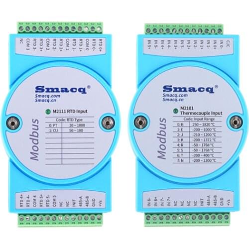 8 Thermocouple or 6 RTD Temperature Acquisition Module PT CU RS485 Modbus RTU