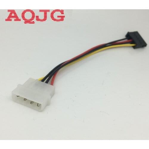 AQJG 1pcs Serial ATA SATA 4 Pin IDE Molex to 15 Pin HDD Power Adapter Cable Hard Drive Adapter Male to Female Cable