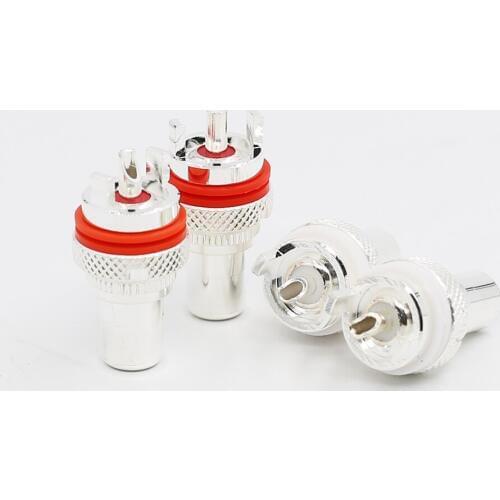 Audio Hifi 8PCS Silver Plated RCA Female Socket Phono Chassis HIFI AMP