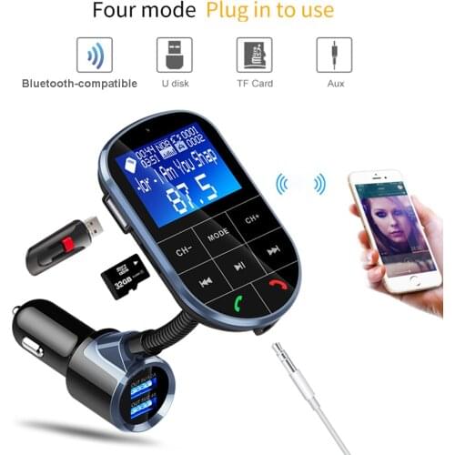 Konrisa AUX FM Transmitter Bluetooth 4.2 A2DP Music Player Handsfree Car Kit Dual USB Port 5V 3.4A Support TF Card USB Driver