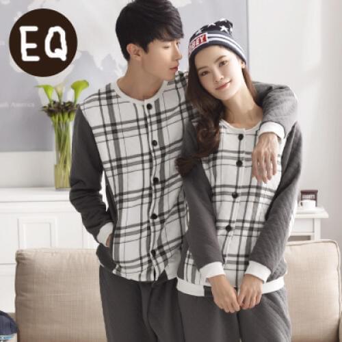 Free Shipping New arrive Winter Cotton Full Sleeve Cardigan Couples Grey Colour Warmth Homewear Sets
