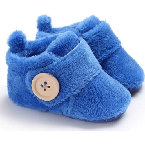 Newborn Baby Girl Plush Snow Booties Keep Warm Shoes Non-Slip Sneaker Walking Soft-Soled Breathable Heart Wings First Walkers