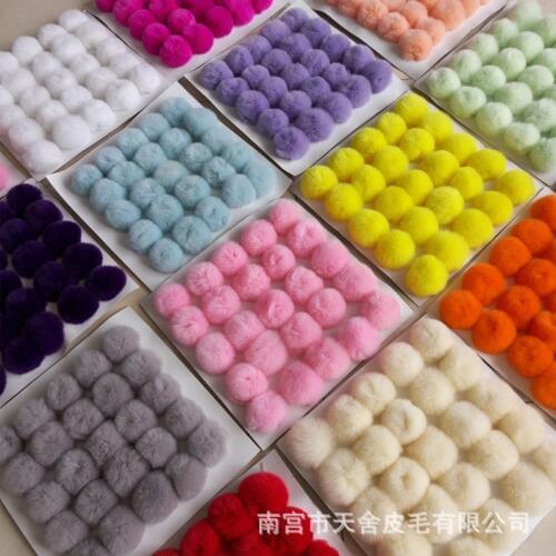 6CM 1 piece Pompon Bunny Fluffy Keychain Pom Bulb woman Bag Porte Cleff Trinket Natural Rex Rabbit Hair Ball Real Fur Keyrings