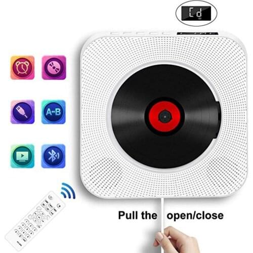 CD Player with Bluetooth Portable Wall Mountable CD Music Player Home Audio Boombox with Remote Control Built-in HiFi Speaker