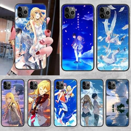 Your Lie in April Anime Phone Case Cover Hull For iphone 5 5s se 2 6 6s 7 8 12 mini plus X XS XR 11 PRO MAX black fashion