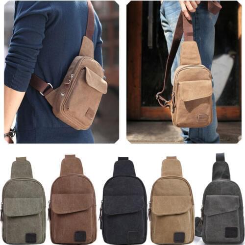 Men Crossbody Bags Canvas One Shoulder Backpack Oblique Chest Pack Small Chest Sling Bag Travel Hiking Fashion Bag