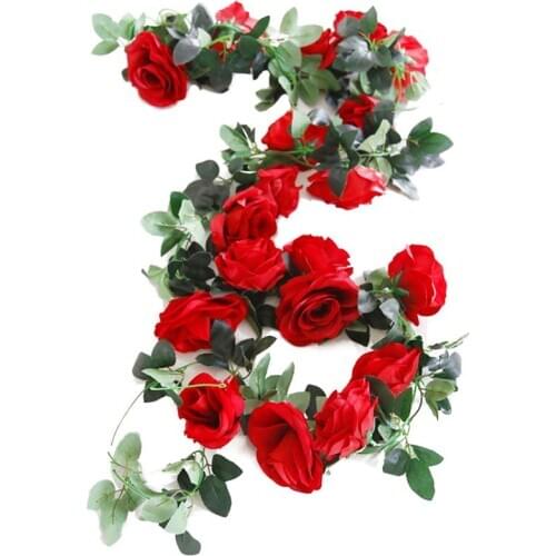 1pc Artificial Rose Flowers Vine Decoration Silk Flower Garland DIY Accessories Romantic Artificial Rose Hanging Vine Home Decor