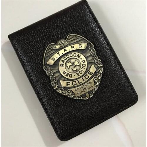 Cosplay Stars RACCOON Dep Metal Badge Leather Case Holder ID Cards Driving Wallets Holder Case Cosplay Props