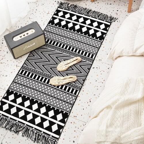 Carpet With Tassels Nordic Room Decorative Rugs For Living Rooms Study Bedroom Bedside Soft Weave Cotton Floor Mat Home Area Rug