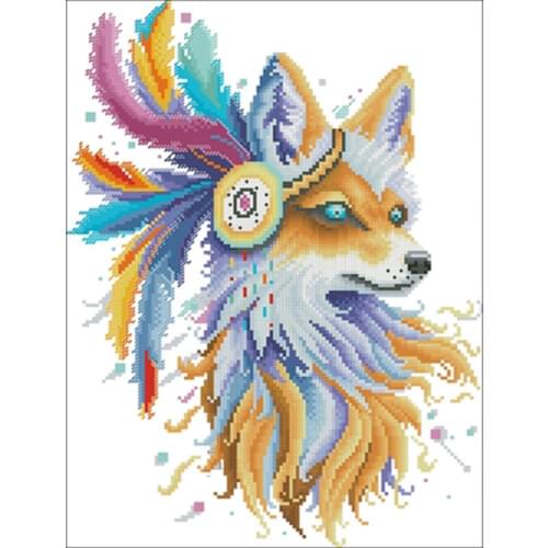 Colorful fox patterns Counted Cross Stitch 11CT 14CT 18CT DIY Chinese Cross Stitch Kit Embroidery Needlework Sets