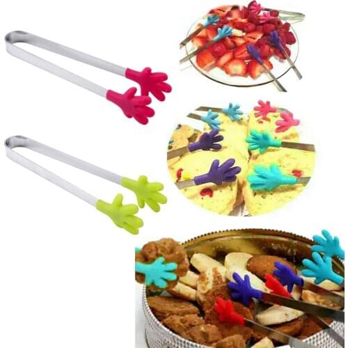 Stainless Steel Kitchen Tongs Non-Slip Palm Design Silicone Tip Tongs Food Tongs Cooking Clip Pasta Tongs Kitchen Supplies