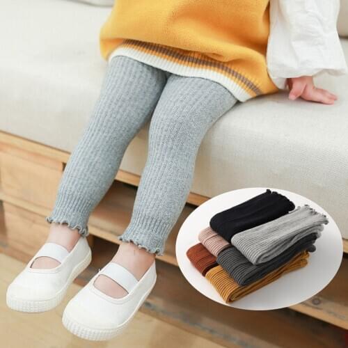 Girls Leggings Cotton Ribbed Baby Pants Kids Leggings for Girls Ruffle Lovely Legging Spring Autumn Children Girl Pants