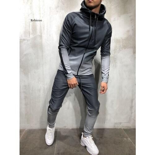Mens Tracksuit Jogging Top Bottom Sport Sweat Suit Hoodie Trousers Pants Set