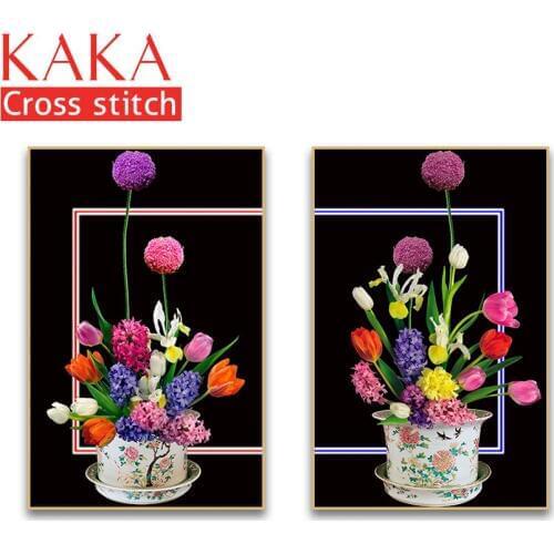 Cross stitch kits,Embroidery needlework sets with printed pattern,11CT-canvas for Home Decor Painting,Flowers Full NCKF114