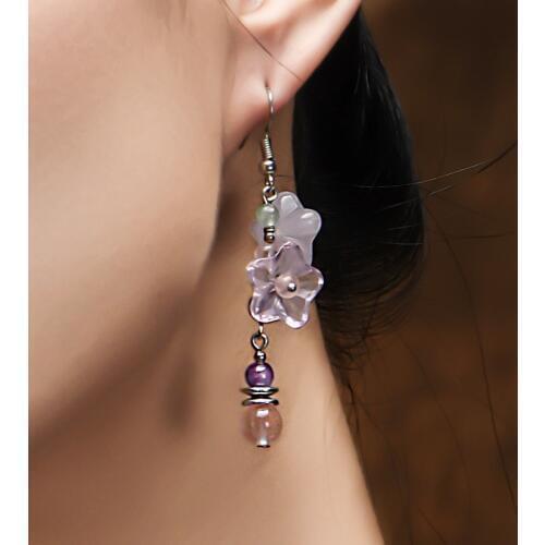 New Original handmade waterlemon crystal dangle earrings ,New Ethnic earrings jewelry humble vintage crystal earrings purple
