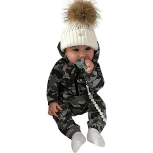 New Fashion Infant Baby Boys Girls Camouflage Print Hooded Romper Casual Character Long Sleeve Jumpsuit Clothes Outfits 2018