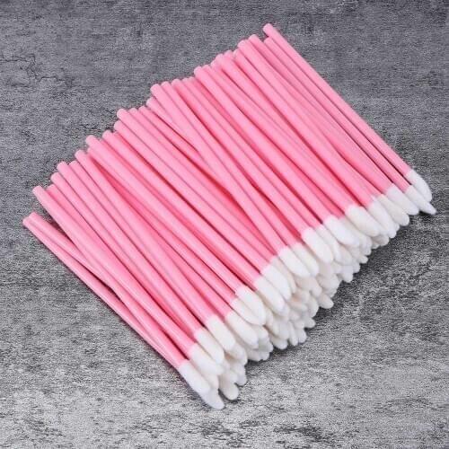 100pcs Pink Disposable MakeUp Lip Brush Lipstick Gloss Wands Applicators Make Up Tool Beauty Lip Makeup Brushes