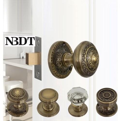 Solid Brass Single Sided Conceal Door Keyless Lock Latch Crystal Knob Antique Classic American Royal European Style