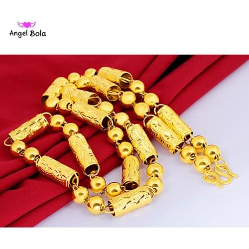 Fashion Atmosphere 10mm Hollow Round Tube Pattern Necklace for Men and Women Vietnam Shajin Seiko Necklace Jewelry Wholesale