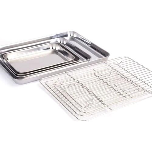 Stainless Steel Cookie Sheet Pan Rack Set Baking Oven Tray Toaster Roast