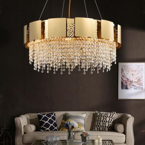 Luxury crystal chandelier designer simple round gold modern living room dining room chandelier