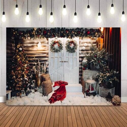 Christmas backdrop for photography white door photo booth background studio Christmas tree photo booth background studio prop