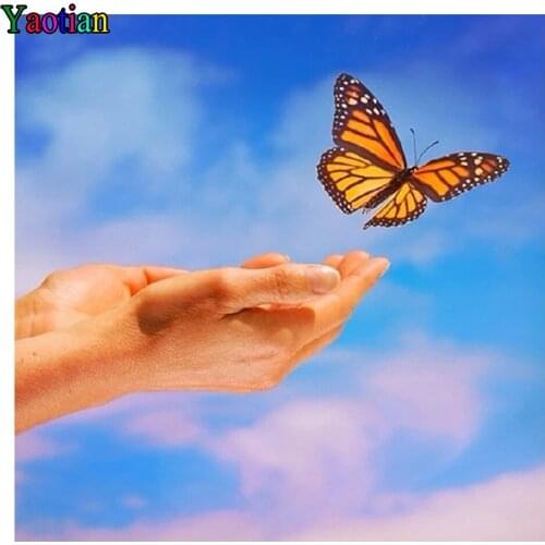 Hand butterfly 5d diy diamond painting full square round mosaic diamond embroidery gift diamond stitch home decor Needlework Art