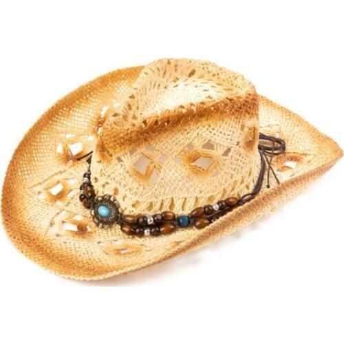 Straw Cowboy Hat Men Summer Outdoor Recreation Sunshade Beach Cool Cap Breathable Sunscreen Sun Protection Climbing Hats H7263