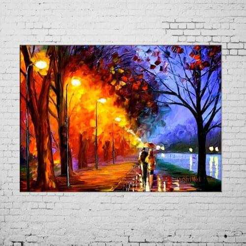Handmade Street Landscape Oil Painting Modern Wall Paintings On Canvas Hand-Painted Lover Landscape for Room Decor Painting