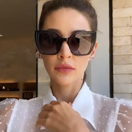 Unique Square Sunglasses For Women Men Fashion Vintage Striped Legs Eyewear Cat Eye Sun Glasses Female PC Frame Design Shades