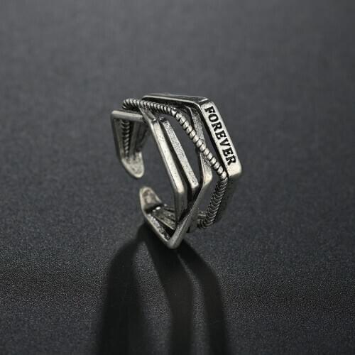 Vintage Finger Punk Ring Retro Forever Letter Irregular Rings For Women Party Mens Gifts Fashion Jewelry