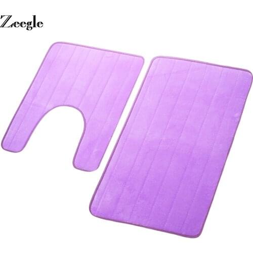 Zeegle 2pcs Bath Mat Set Anti Slip Toilet Floor Mat Bathroom Rug Bathroom Shower Room Foot Rug Microfiber Decoration Toilet Mat