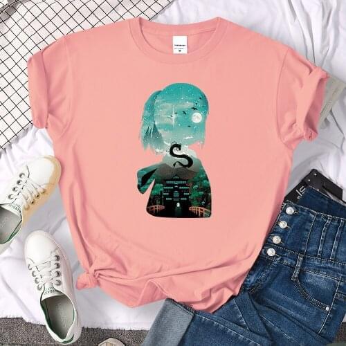 Japan Anime Spirited Away Print Women Tshirt Fashion Loose Tshirt Summer Breathable Tops Casual Style Tee Clothes Women Crewneck