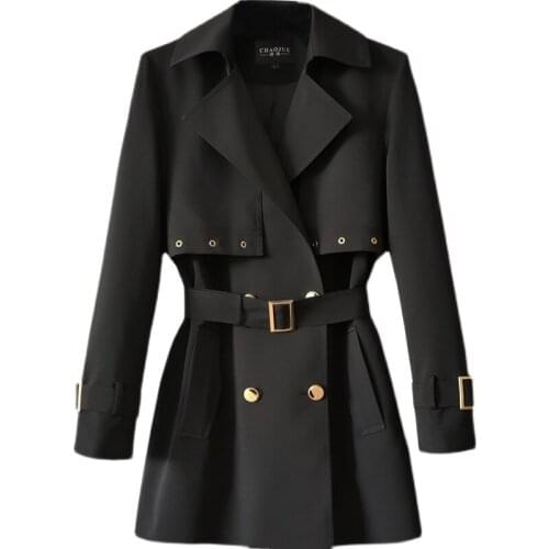 2021 Spring High Quality Double Breasted Trench Coat Fashion Autumn Big Lapel Windbreaker Jacket Casual Vintage Clothing H1284