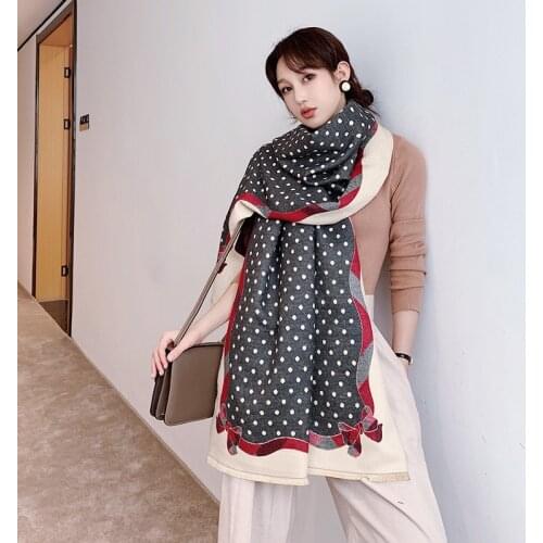 2019 NEW fashion cashmere women Dot scarf winter warm shawl and wrap bandana pashmina long tassel female foulard thick blanket