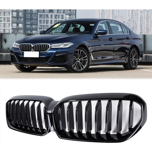 1Pcs Glossy Black Car Front Bumper Racing Grill Front Kidney Grilles For BMW 5 Series G30 G38 LCI 2021 Auto Accessories