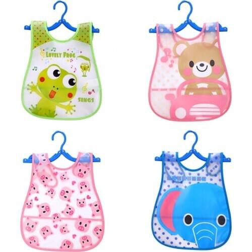 1pcs Quality Bib Adjustable Baby Bibs Plastic Waterproof Lunch Feeding Bibs Baby Cartoon Feeding Cloth Children Baby Apron De