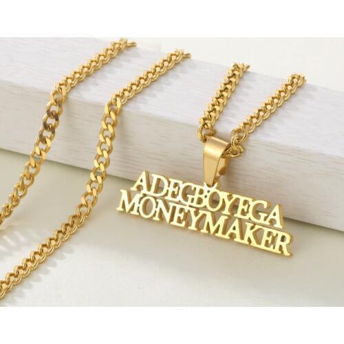 3mm Cuban Chain Name Necklaces & Pendant Letters Custom Name Charm For Men Women Gold Plated Hip Hop Jewelry Birthday Gift