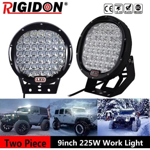 RIGIDON 9inch Round Headlight 9inch 225W Car Work Light Spot Flood Beam Car Driving Lights for Offroad SUV ATV Truck Boat