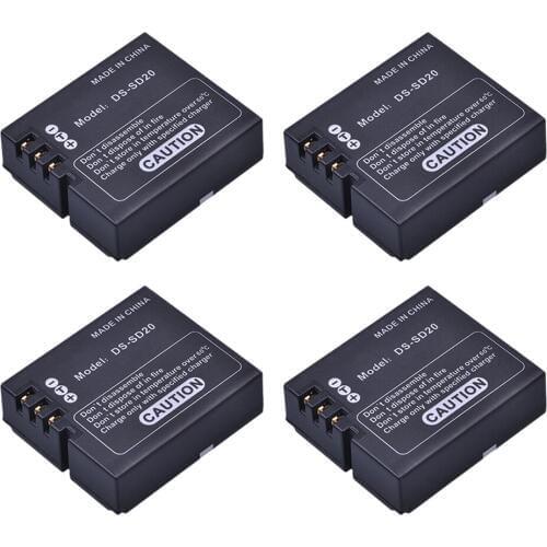 Batmax DS-SD20 SD20 Battery 4Pack for AEE SD18 SD19 SD20 SD21 SD22 SD23 ROLLEI 3S 4S 5S 95287 ActionPro SD20F WiFe Hama Star