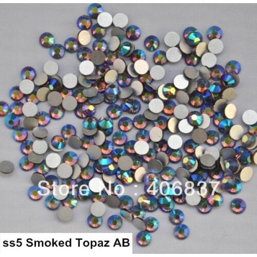 Free Shipping! 1440pcs/Lot, ss5 (1.7-1.9mm) Smoked Topaz AB Flat Back Nail Art Glue On Non Hotfix Rhinestones