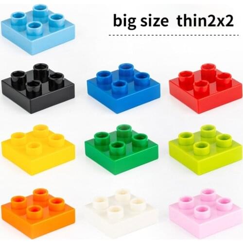 Big size Thin Brick 2x2 10pcs/lot DIY Education Building Blocks Compatible With Large bricks blocks Toys For Children