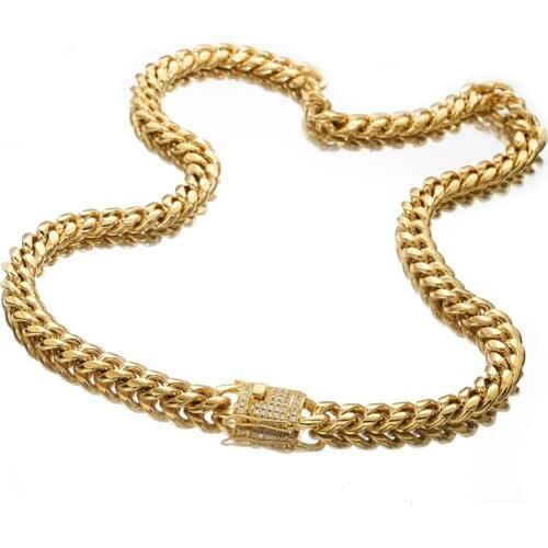 10mm Gold Color Newest Miami Curb Cuban Link Chain Necklace Or Bracelet Jewelry For Mens Stainless Steel 7-40 Inches Option