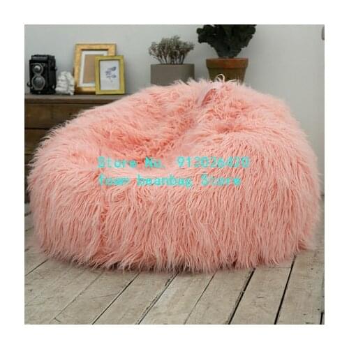 Pink Dropshipping Giant Fluffy Fur Bean Bag Bed Slipcover Case Floor Seat Couch Futon Lazy Sofa Recliner Pouf