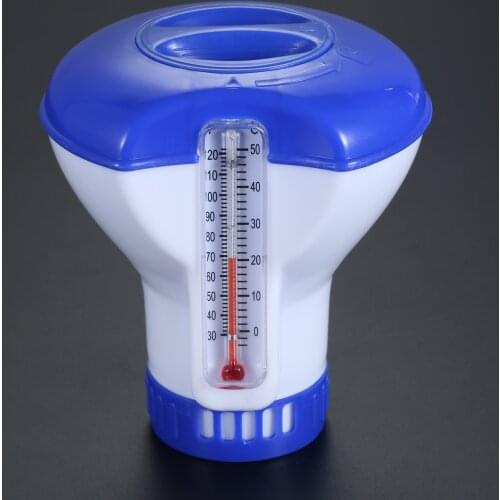 Swimming Pool Chlorine Tablet Dispenser Chemical Floater Bromine Dispenser Spa Pond Applicator +Thermometer Adjustable Outlet