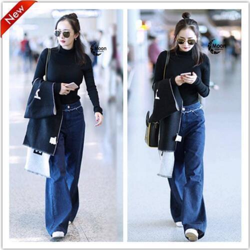 Jeans Women Leisure Loose High Waist Retro Wide Leg Womens Jean Korean Style All-match Simple Full-length Trendy Chic Zipper 5XL