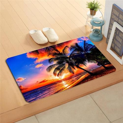 F627m21 Drop Shipping Custom sunset beach sea Doormat Art Design Pattern Printed Floor Hall Bedroom Cool Pad Fashion Rug #14-j